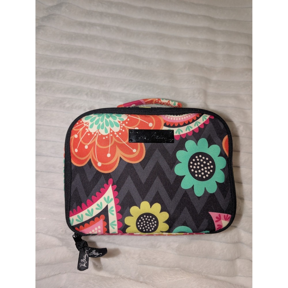 Vera Bradley Rhythm and Blues Floral Chevron Cosmetic Makeup Travel Bag Case